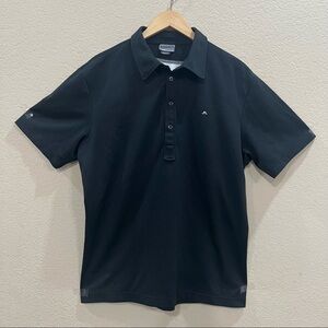 J Lindeberg Polo Shirt Mens Sz XL Black Golf Stretch Wicking Athletic Pullover